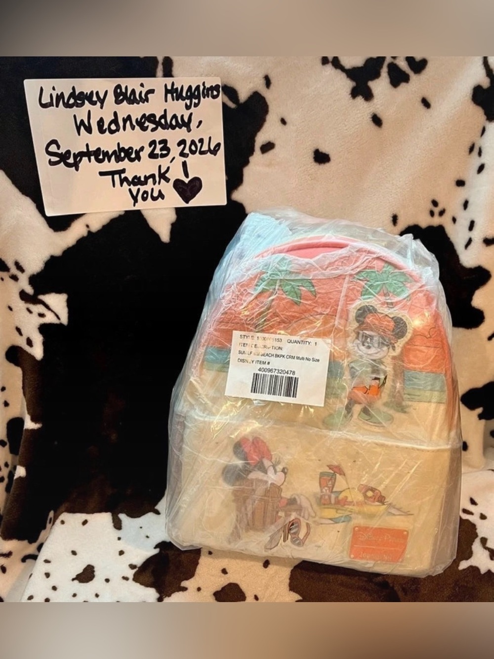 Disney Loungefly Vintage Mickey & Minnie Summer Beach Backpack